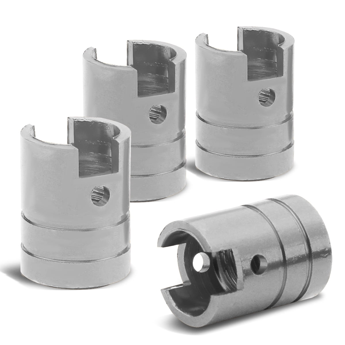 15mm Piston Style Anodized Aluminum Silver Tire Valve Stem Caps (Pack of 4)