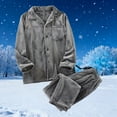 thumbnail image 2 of Yuanlong Mens Pajama Sets Long Sleeve Lapel Collar Shirt And Drawstring Pants Flannel Lounge Set Winter Home Warm Sleepwear, 2 of 4
