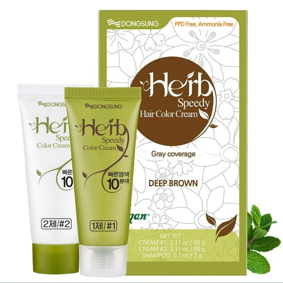 Dongsung Herb Speedy PPD, Ammonia Free Hair Dye Odorless No More Eye & Scalp Irritations from Coloring for Sensitive Scalp Deep Brown Color
