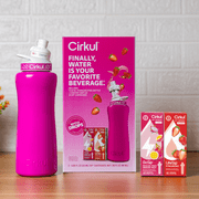 Cirkul 32oz Pink Stainless Steel Starter Kit with Pink & White Cirkul Lid 2.0 and 2 Flavor Cartridges (Strawberry & Passion Fruit Dragon Fruit)