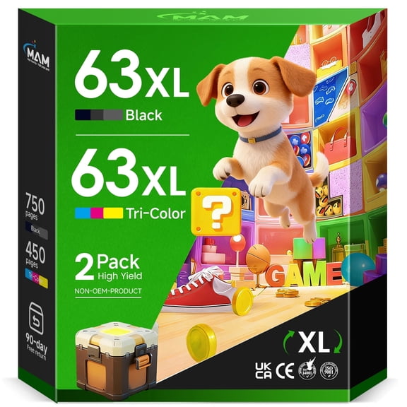 63XL 63 Ink Compatible for HP 63 Ink Cartridge Combo Pack for HP Ink 63 63XL OfficeJet 3830 4650 5255 Envy 4520 DeskJet 1112 (Black Tri-Color)