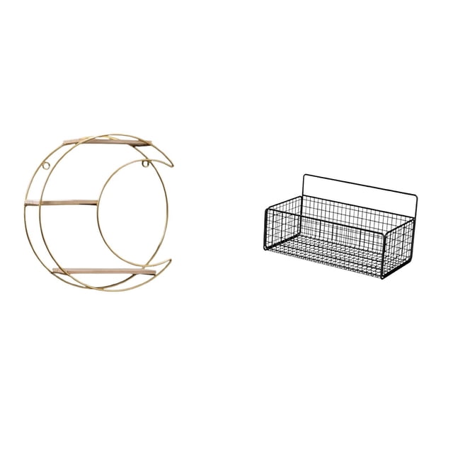 Estante de almacenamiento de pared,Estantería colgante de pared de metal de 3 niveles para decoración de dormitorio,Cesta de almacenamiento,Cesta organizadora de almacenamiento de cocina