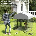 thumbnail image 3 of PawHut Outdoor Dog Kennel, Welded Wire Dog Run with 360° Rotating & 4 Levels Adjustable Bowls, Waterproof & UV Resistant Cover, 3.9' x 3.9' x 4.5', 3 of 9