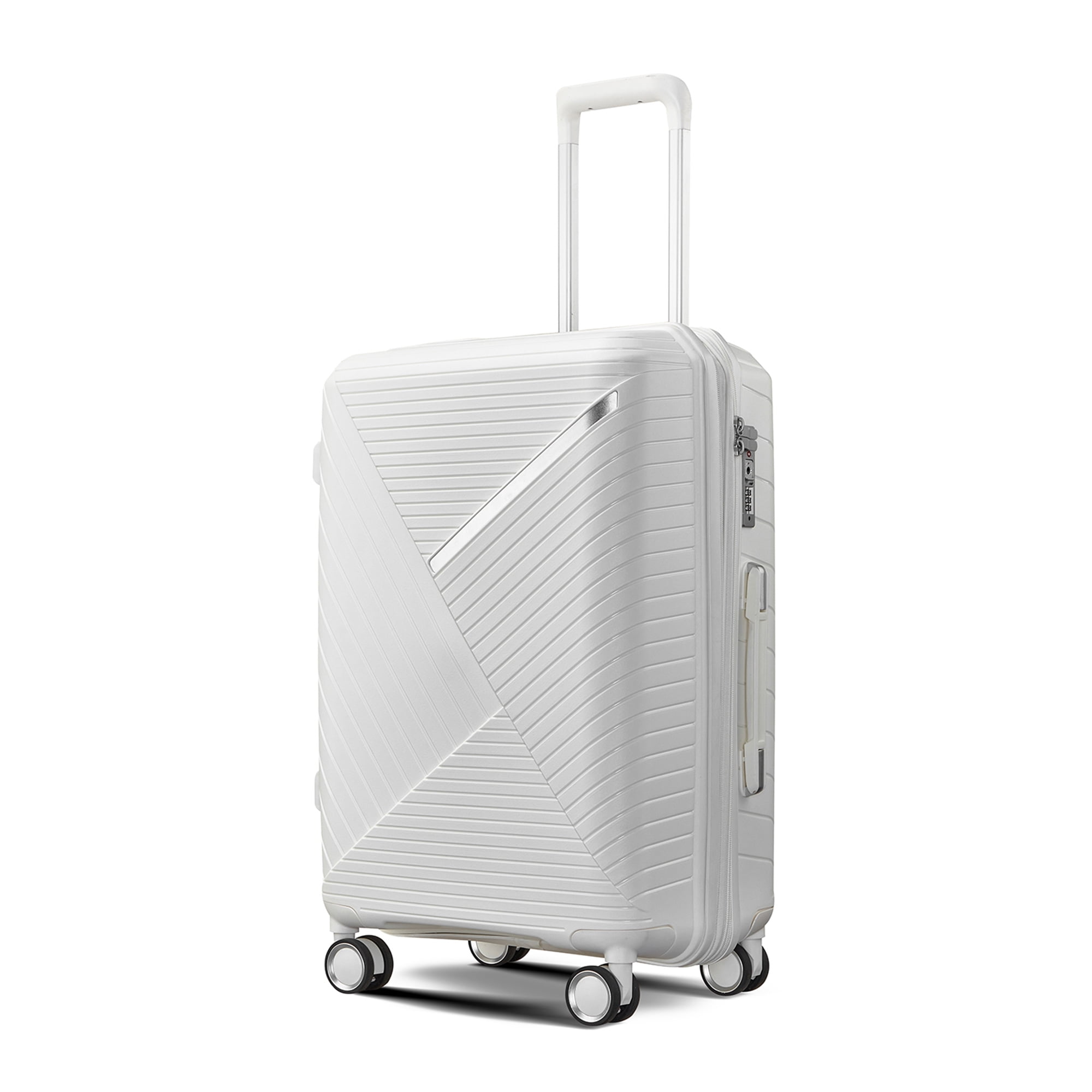 Aukfa Expandable Hardside 4-Piece Luggage Travel Set, Durable Suitcase Double Wheels, White
