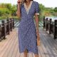thumbnail image 5 of Vestidos De Playa De Verano Estampado floral Casual Midi Vestidos Manga corta Damas Traje diario (Azul marino XXL) Cgtredaw Para estrenar, 5 of 7