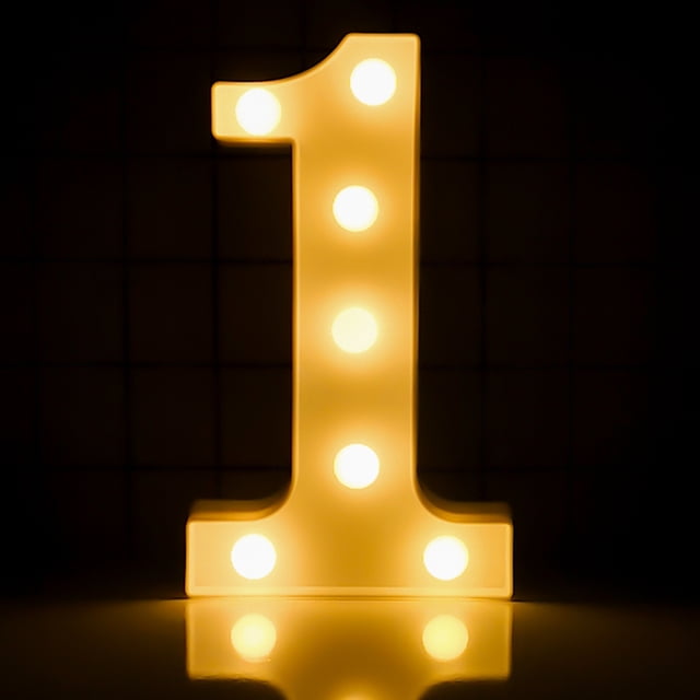Mistaha LEDs Numbers Light Standing Sign with Bulbs Night Lamp Warm White Constant Bright Light
