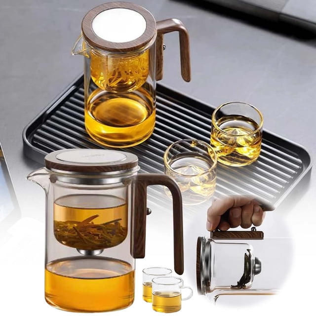 Water Separation Glass Teapot With Wooden Handle Witchcraft Teapot Magical Teapot Glass Teapot With Infuser Glass Teapot With Strainer Clear Teapot Tea Water Separation Teapo 10 Tote Storage
