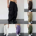 thumbnail image 6 of Mens Cargo Parachute Pants Streetwear Vintage Y2k Hip Hop Wide Leg Sweatpants, 6 of 7