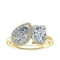 thumbnail image 1 of 1.10 Carat Excellent Radiant & Pear Cut Real Diamond Latest Design Two Stone Ring for Ladies Solid 14K Yellow Gold Size 7.5, 1 of 8