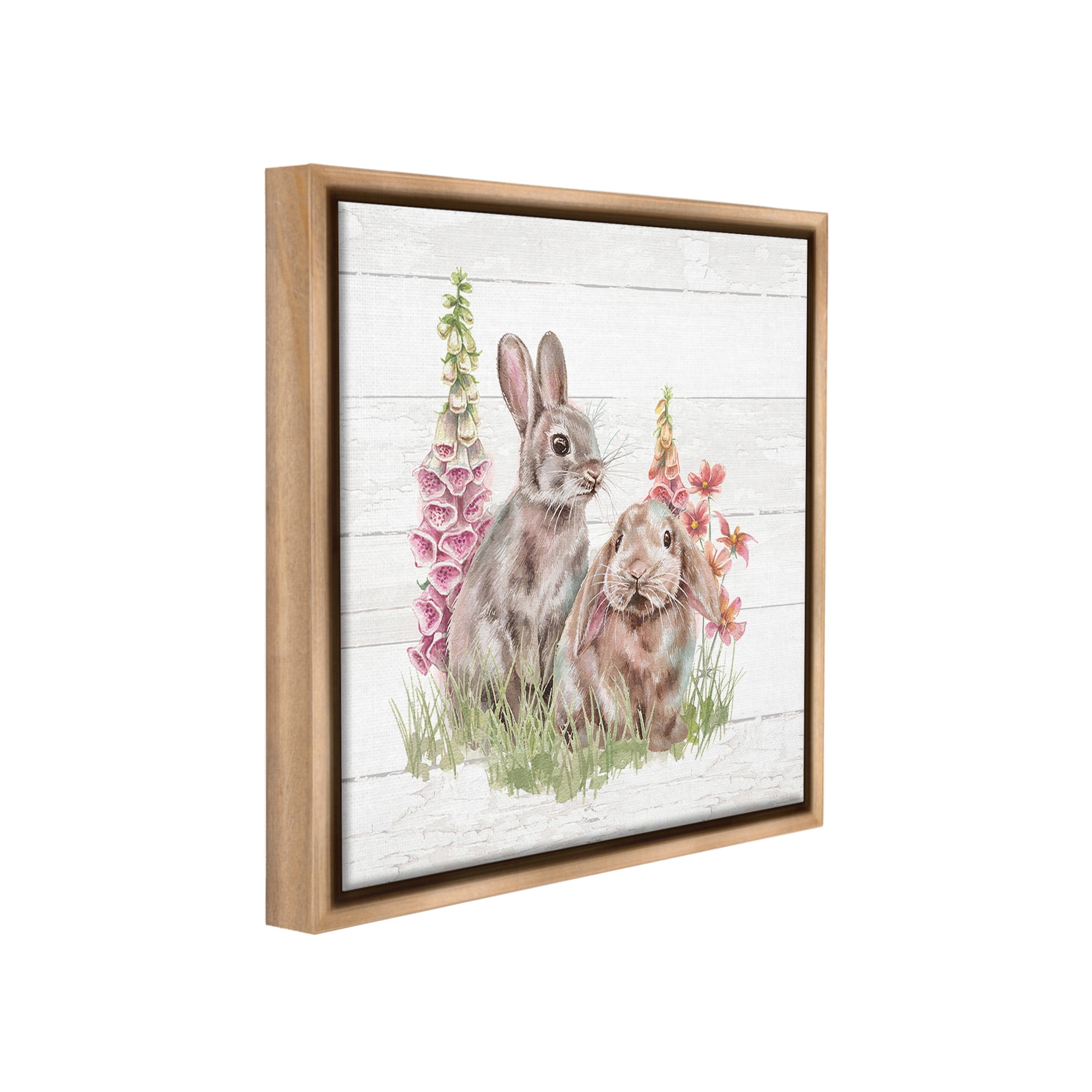 Stupell Industries Rabbits & Country Florals Animals & Insects Painting Brown Floater Framed Canvas Art Print Wall Art, 18 x 18
