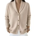 thumbnail image 4 of MSJUHEG Button Down Cardigan Women's Long Sleeve Blouses Cardigan Sweaters Crop Cardigan Sweater Oversized Sweater Knit Sweater for Dresses Open Front Tops Fashion Sweater Beige L, 4 of 5