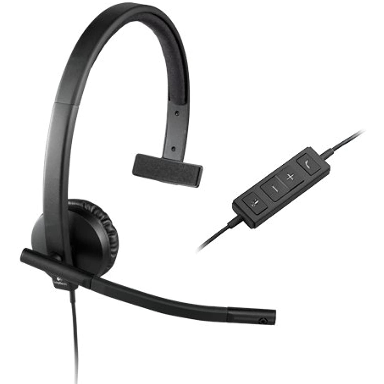 Logitech H570e Over-Ear Headphones with USB Mono Headset with Noise-Cancelling Microphone, Black, 1 Pack