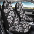 thumbnail image 4 of FOR U DESIGNS Sugar Skull Rose Pattern Seat Cover for Cars Washable 2 Pack Interior Covers for Cars for Women Men Stretchy Auto Decoration Accessories Universal Fit Most Vehicles, 4 of 7