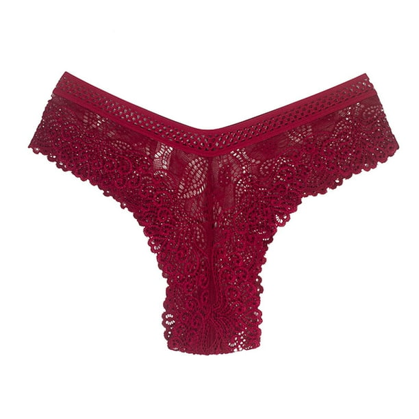 Aayomet Seamless Underwear for Women Mesh Mid Waist Thin Breathable  Underwear (Red, L)