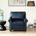 thumbnail image 3 of Navy blue faux leather single seat sofa / Sturdy structure for long - lasting use in living room, 3 of 4