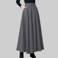 thumbnail image 2 of GEWSEY Skirts for Women Midi Length A Line Swing Flowy Skirt with Pockets (Grey, XXXL), 2 of 5