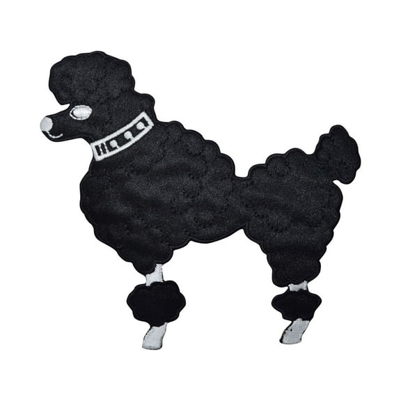 Medium Black Poodle - Facing Left - Iron on Applique/Embroidered Patch