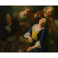 thumbnail image 2 of Gaspare Traversi 14x12 Black Ornate Wood Framed Double Matted Museum Art Print Titled: Teasing a Sleeping Girl (ca. 1760), 2 of 5