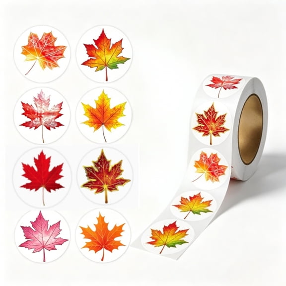 Fall Leaves Stickers Roll Self-Adhesive for Thanksgiving Decoration 500 Pcs