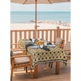 thumbnail image 2 of Outdoor Tablecloth with Umbrella Hole for Patio/Picnic/Party/Camping, Vintage Geometric Waterproof Table Cloth Rectangle Table Cover Washable, Green Brown Abstract Plaid Checkered (54"x 80"), 2 of 8