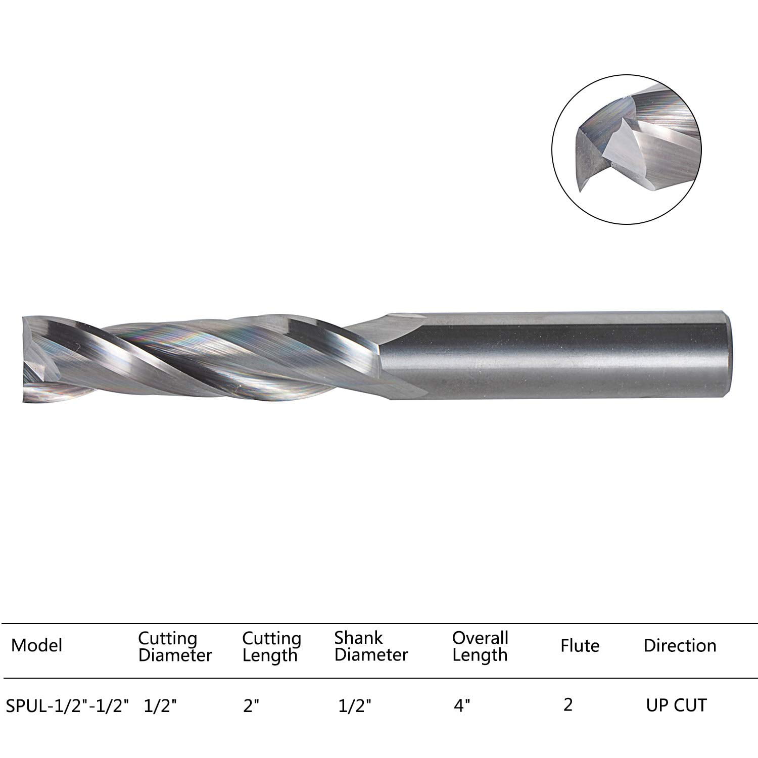 4 inch with 1/2 Inch Shank 1/2 Cutting Diameter Solid Carbide CNC End Mill for Wood Mortises and Cutting Dadoes Carving SpeTool Upcut Spiral Router Bits Extra Long