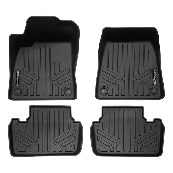 SMARTLINER All Weather Protection Custom Fit Black 2 Row Floor Mat Liner Set Compatible With 2022-2024 Polestar 2