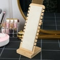 thumbnail image 2 of Solid Wood Jewelry Stand Necklace Detachable Holder Pendant Long Chain Hanging Organizer Suede/Leather Surface Rack White leather, 2 of 9