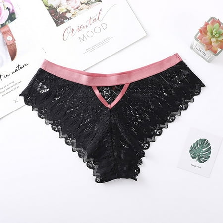 Hamky Womens Underwear Cotton Underwear Women Crochet Lace Panty Hollow Out Underwear Seamless Underwear Lace Underwear Black XL