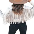 thumbnail image 2 of Veste à Franges pour Femmes Cardigan à Franges Crop Tops Vintage Ouvert devant Manteau Motard, 2 of 3