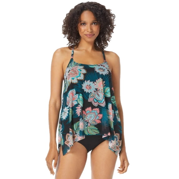 Current Underwire Tankini Top Bra Sized Floral Swimsuit Top Tropical Lotus 34DD