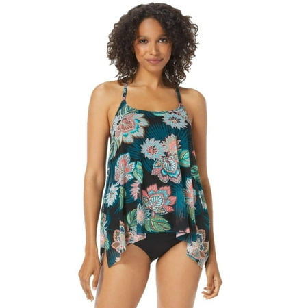 Current Underwire Tankini Top Bra Sized Floral Swimsuit Top Tropical Lotus 32DD