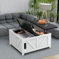 thumbnail image 2 of Farmhouse Square Storage Coffee Table with Hinged Lift Top for Living Room, 2 of 7