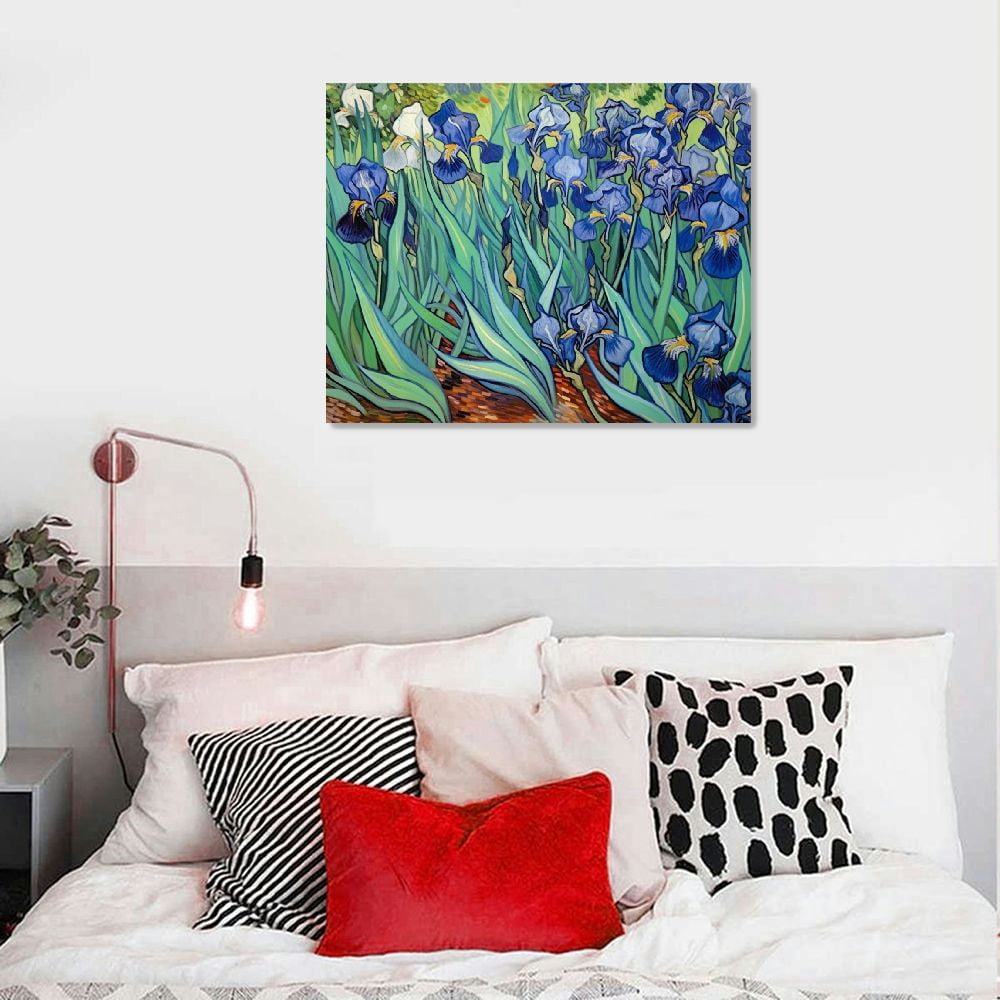 Van Gogh Irises Large Canvas Print - Modern Floral Wall Art, Gallery Wrapped, Ready To Hang (24x20 Inches)