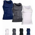 thumbnail image 1 of Mens Slimming Body Shaper Vest Compression Tank Tops Shirts Workout Abs Abdomen Undershirts 3pcs, 1 of 5