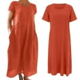 thumbnail image 5 of Baqcunre Maxi Dresses for Women 2024 Women's Casual Solid Color Short Sleeved Round Neck Loose Pocket Dress Dresses for Women 2024 Summer Dresses for Women 2024 Womens Dresses Red1 XL(Hot), 5 of 5