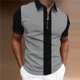 thumbnail image 4 of Camisas de Manga Corta para Hombre, Camisa de Malla con Cremallera de la Mitad de la Solapa Colorblocking, Primavera Verano Casual Top, 4 of 6
