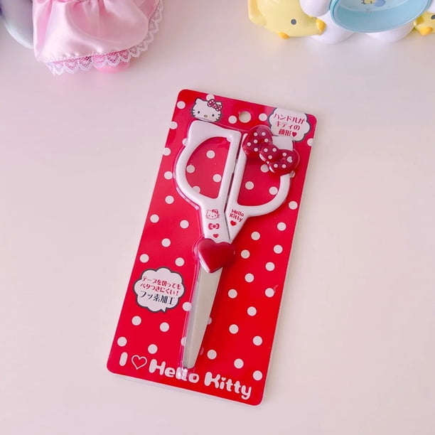 Tijeras Kawaii Sanrio Hello Kitty My Melody Kuromi, cortador de papel de acero inoxidable, corazón de niña, suministros de papelería de dibujos animados delicados