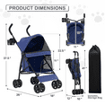 thumbnail image 3 of MoNiBloom 4 Wheel Foldable Lightweight Pet Stroller Trolley for Cats & Dogs, Navy Blue, 3 of 14