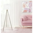 thumbnail image 5 of Grandview Gallery 61.75" Modern Plated Gold Tripod Floor Lamp with Off-White Linen Tapered Drum Shade - Chic Lighting for Behind the Couch, Free Standing, Reading, the Bedroom, or the Office, 5 of 6