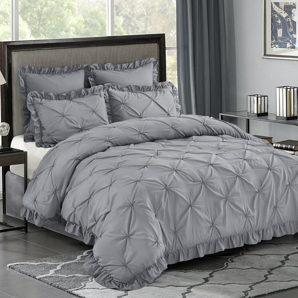 Unique Home 5 Piece Hania Solid Color Pinch Pleat Bed In A Bag