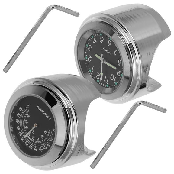 Masteelf  2 Pcs/set F159 Circuit Breaker Motorcycle Handlebar Clock Thermometer