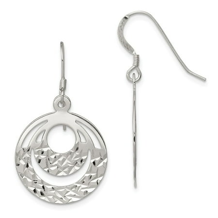 Roy Rose Jewelry Sterling Silver Diamond Cut Circle Dangle Earrings