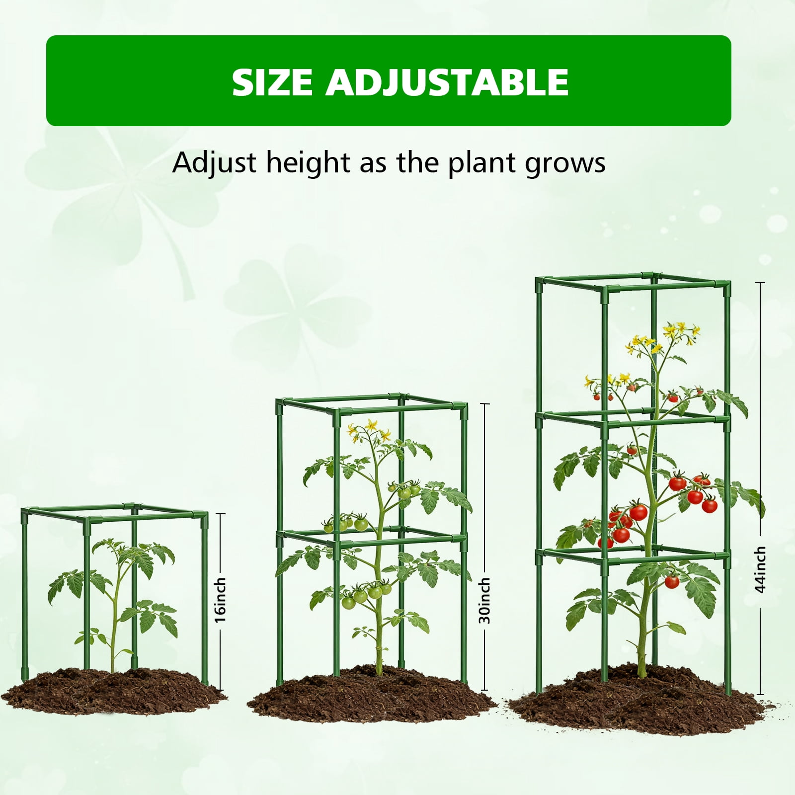 Garden Trellis 48" Tomato Cage Adjustable Metal Plant Cage for Climbing Plants Vegetables Flowers Fruits 3 Pack