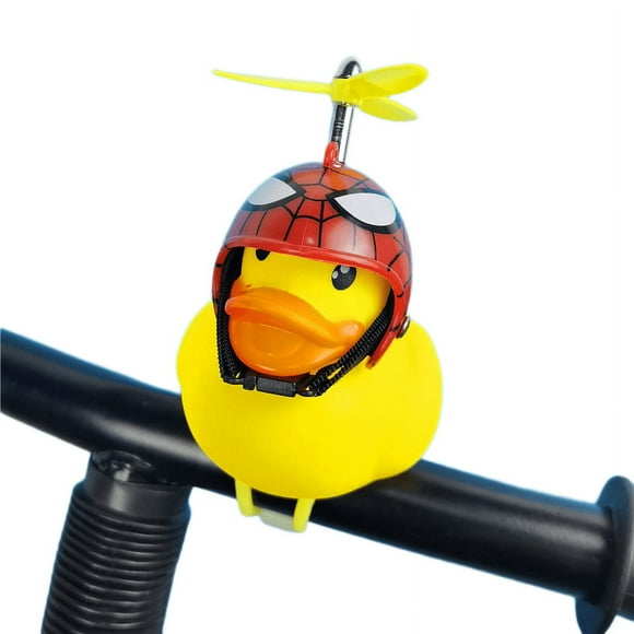 Rubber duck bicycle accessories with flash lamp and propeller helmet for automobile dashboard decoration(2pcs)