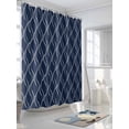 thumbnail image 3 of Abstract Waves Shower Curtain Set ，Waterproof Fabric Shower Curtains Modern Abstract Geometric Navy Blue Water Ripples Shower Curtains for Bathroom,Bathroom Decor 72"x84", 3 of 6