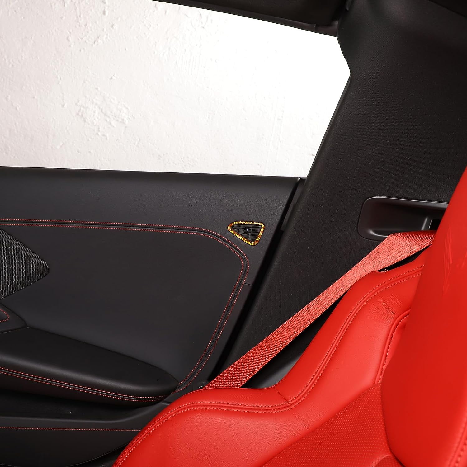 TINKI Soft Carbon Fiber Door AC Air Vent Outlet Cover Trims Compatible with Chevrolet  Corvette C8 2020-2023, Side Door Small Speaker Trim Frame Accessories 