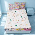 thumbnail image 4 of Erosebridal Cartoon Axolotl Zipper Twin Comforter Sets with Fitted Sheet and 2 Pillowcases, Kawaii Flower Zipper Bedding Set, Xmas Reversible, Soft Lilac, Xmas Reversible, 4 of 7
