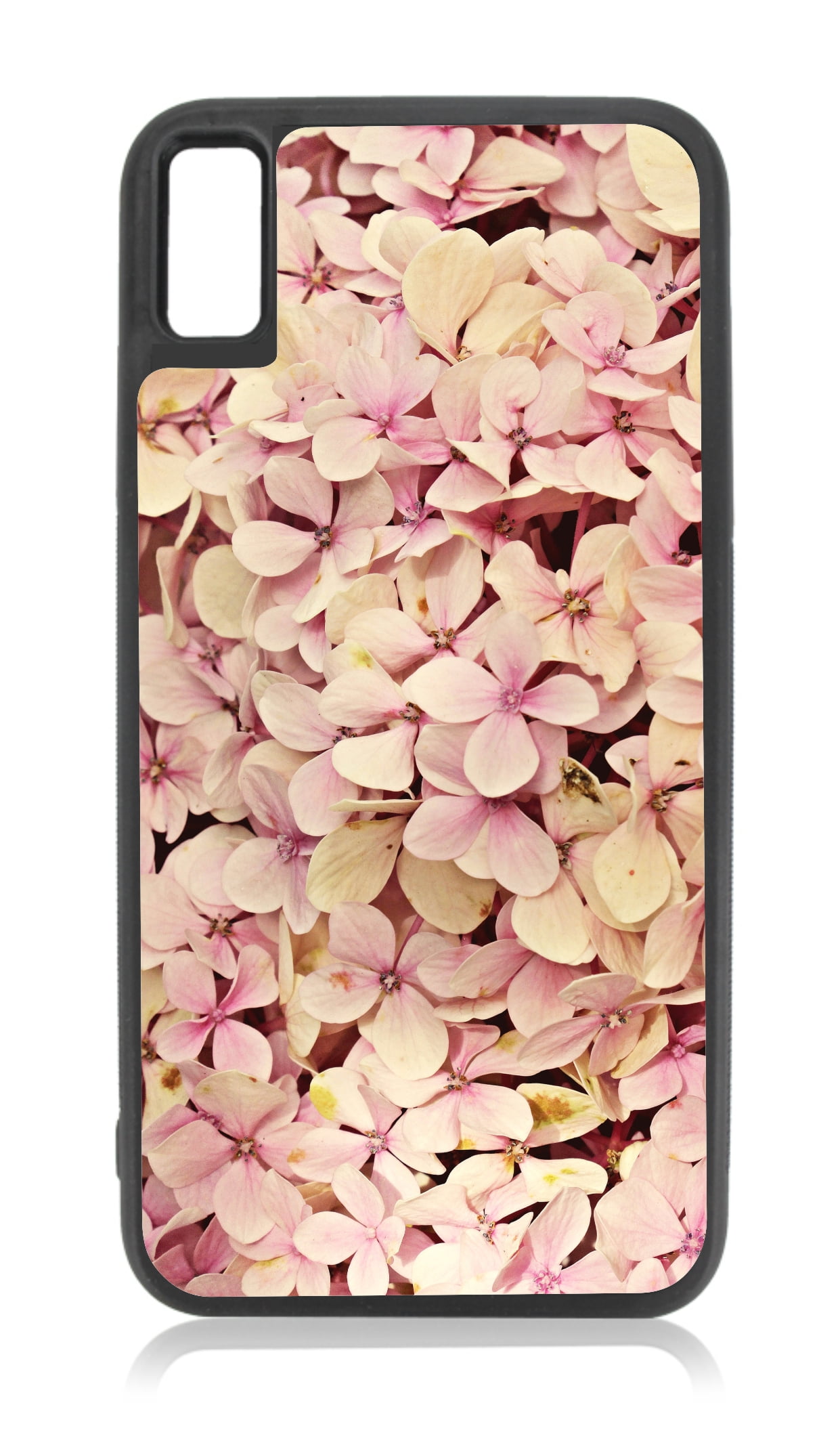 Pink 10xr Flower Case iPhone 10 xr Floral Case Black Rubber Case for