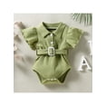 thumbnail image 2 of Qmyliery Baby Solid Color Turn-Down Collar Fly Sleeve Bodysuit with Waist Belt for Summer, 2 of 9