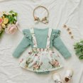 thumbnail image 6 of Douhoow Sweet Baby Girls Clothes Set Ruffles Long Sleeve Flowers Romper Headband 0-24M, 6 of 7
